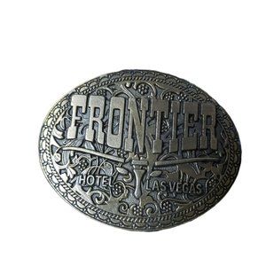 Frontier Hotel Las Vegas Brass Belt Buckle Unisex Souvenir Collectible Vintage